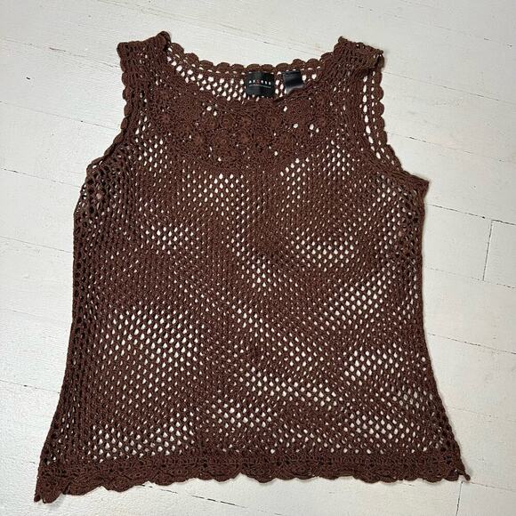 Axcess Tops - Vintage Y2K Axcess - A Liz Claiborne Company Crocheted Brown Tank Top Women’s S